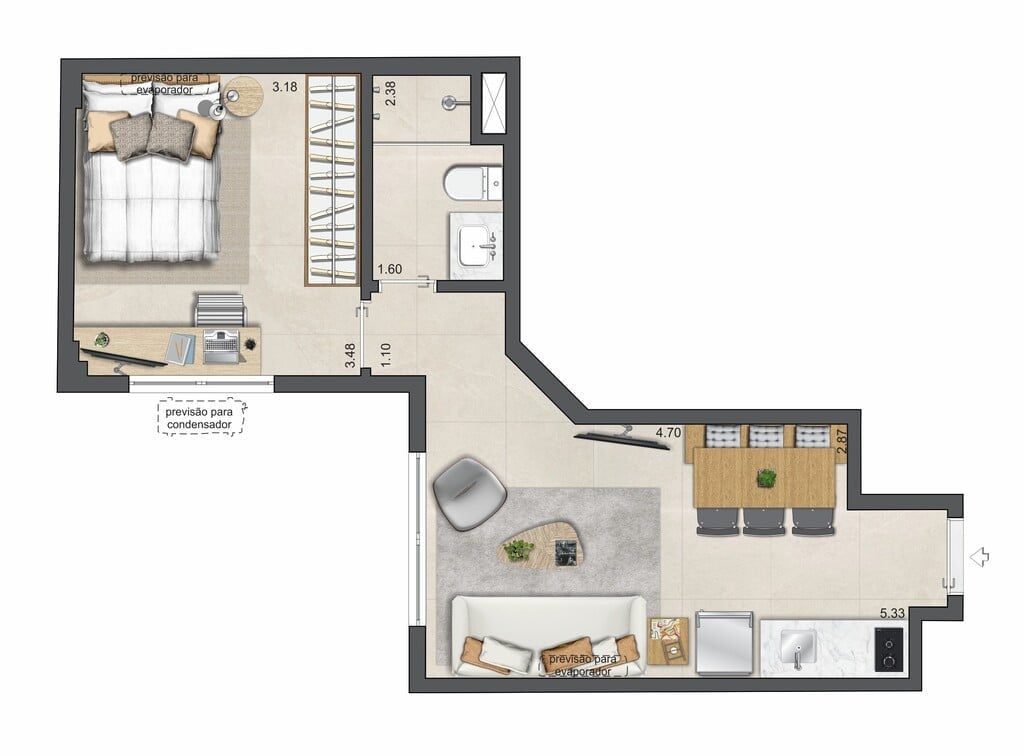 Planta 01 - 1 dorm 32,38m