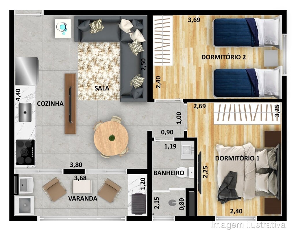 Planta 04 - 2 dorm 47 09m