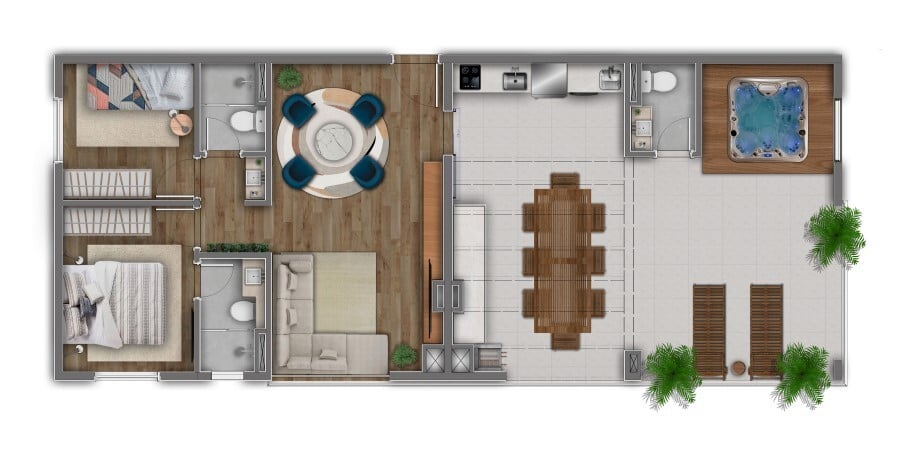 Planta 05 - 2 dorm 88,48m - cobertura horizontal