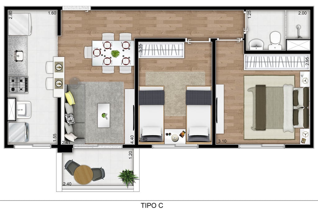 Planta 03 - 2 dorm 51 21m