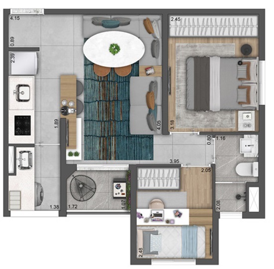 Planta 05 - 2 dorm 41m