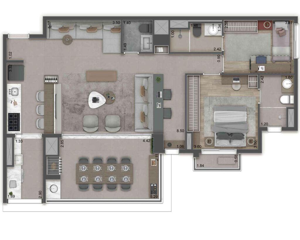 Planta 04 - 2 dorm 104m - opo