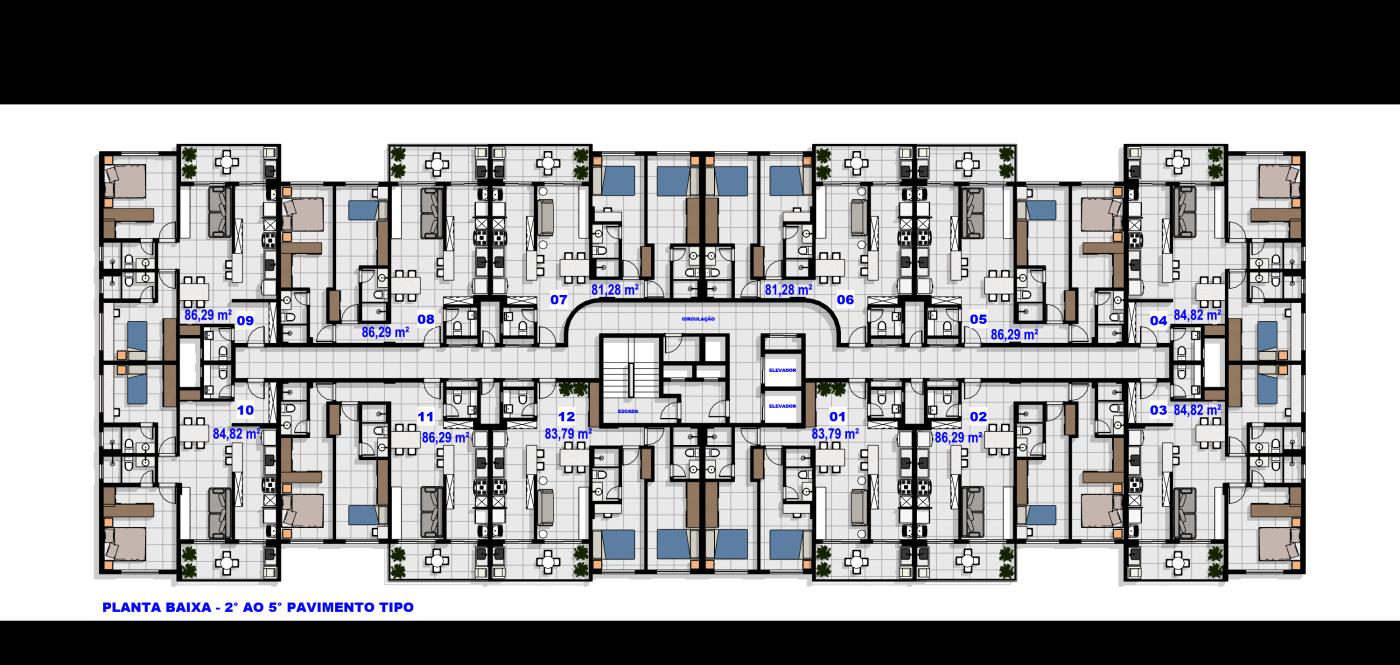 PLANTA BAIXA DO 2 AO 5 PAVIMENTO - TIPO