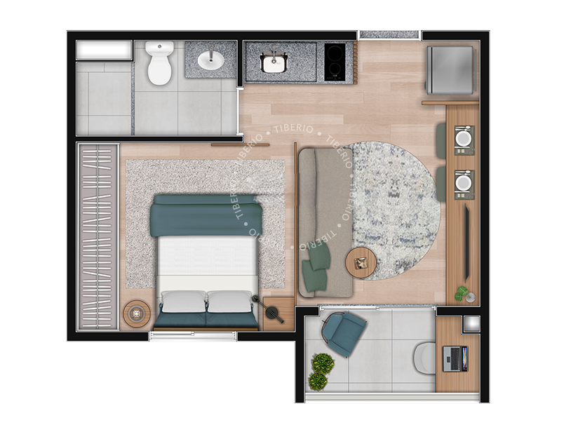 Planta 01 - 1 dorm 26,51m - studio