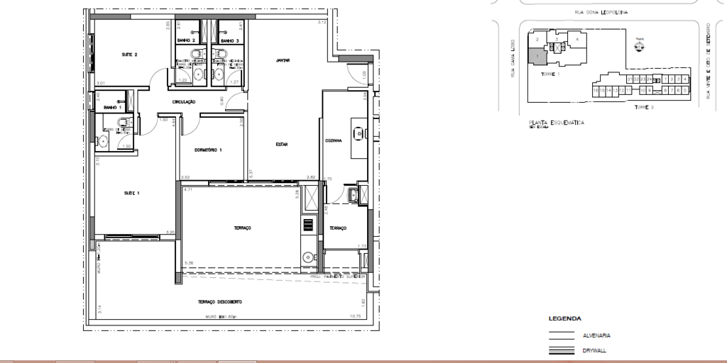 Planta 05 - 3 dorm 105m