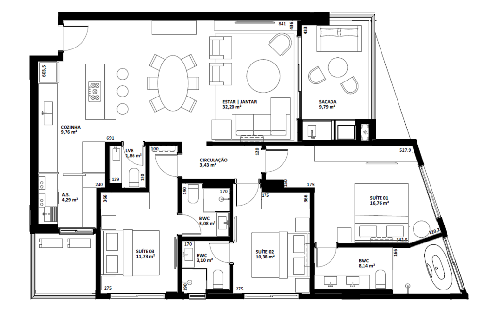 Planta 04 - 3 dorm 132m