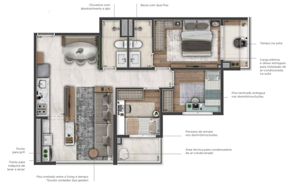 Planta 03 - 3 dorm 69m