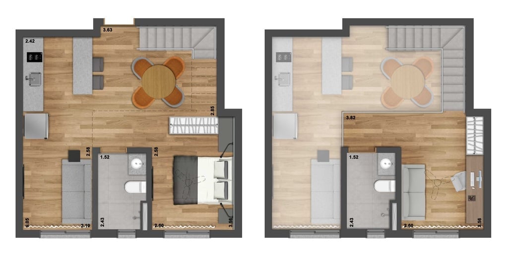 Planta 03 - 1 dorm 60,41m - loft