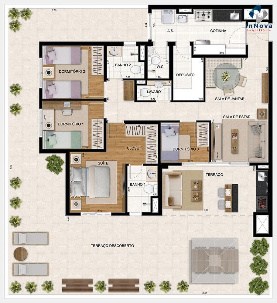 Planta 04 - 4 dorm 106m- garden