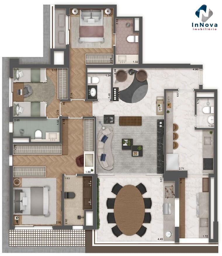 Planta 02 - 3 dorm 132 40m - opo