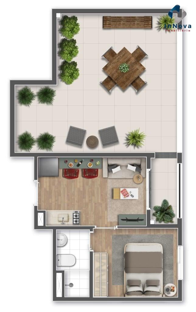 Planta 09 - 1 dorm 58,65m - penthouse