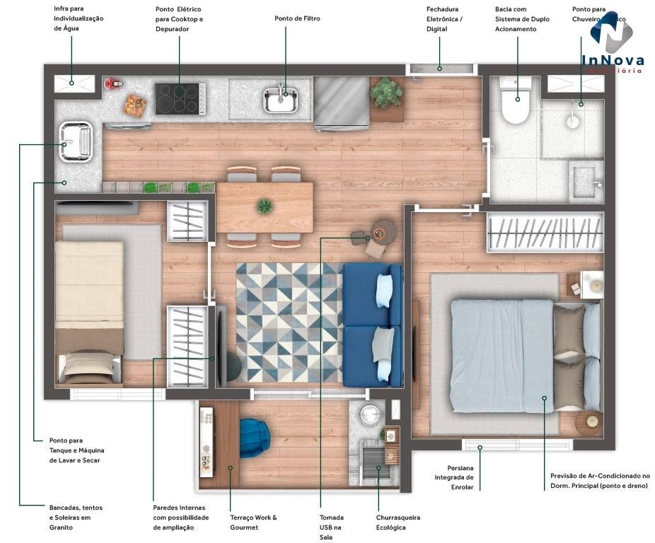 Planta 01 - 2 dorm 34 50m