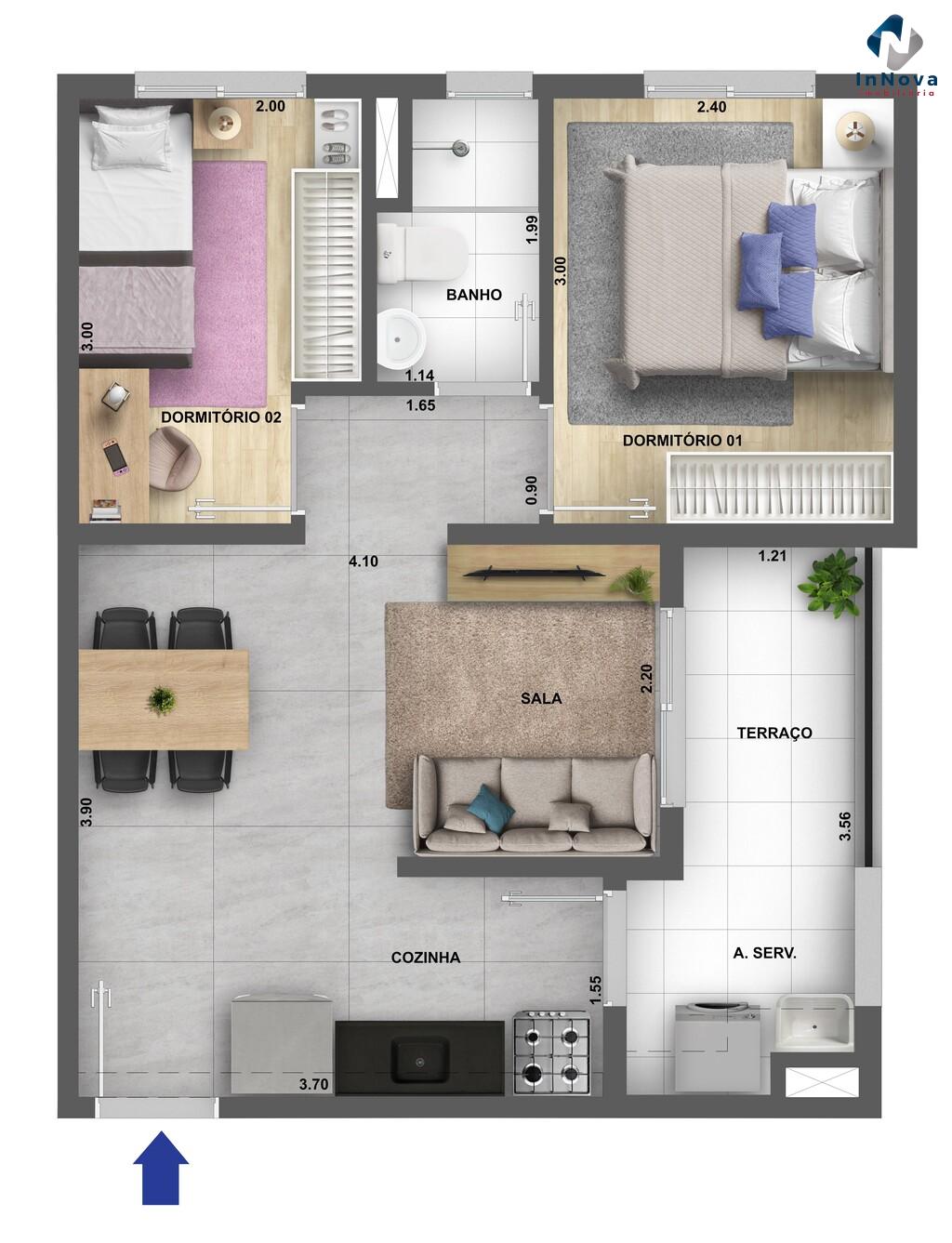 Planta 04 - 2 dorm 42,44m