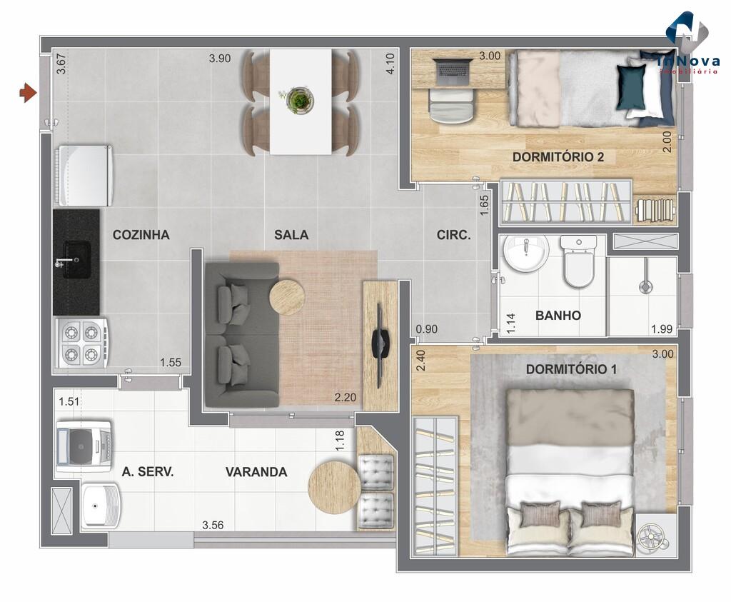 Planta 03 - 2 dorm 42,26m