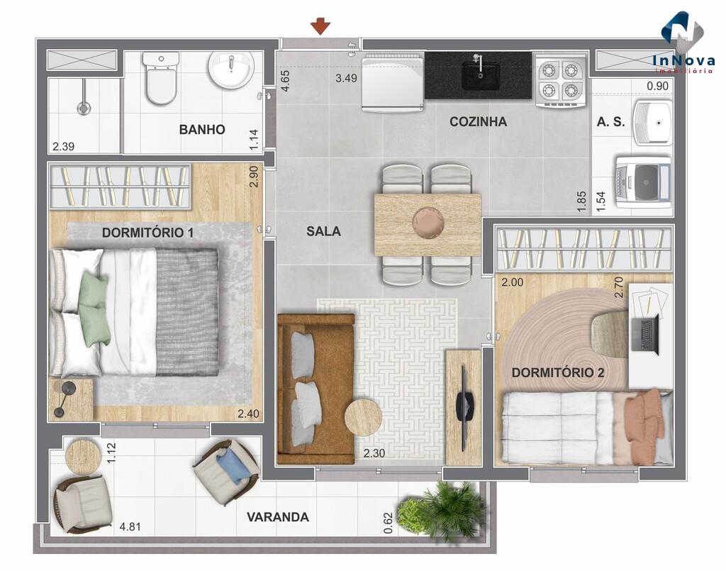 Planta 02 - 2 dorm 39,49m