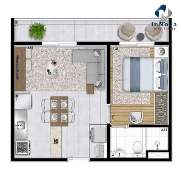 Planta 03 - 1 dorm 37,98m