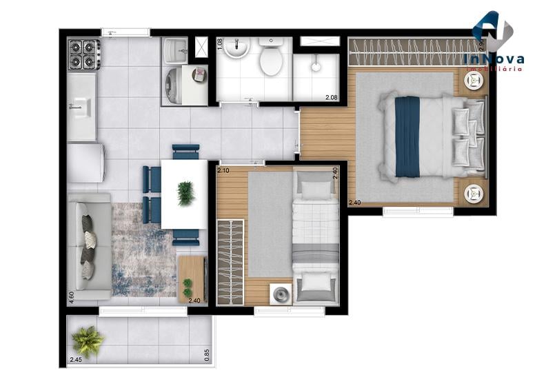 Planta 05 - 2 dorm 34,58m