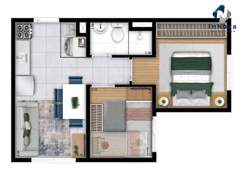 Planta 01 - 2 dorm 31,66m