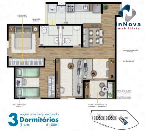 Planta 03 - 3 dorm 61m