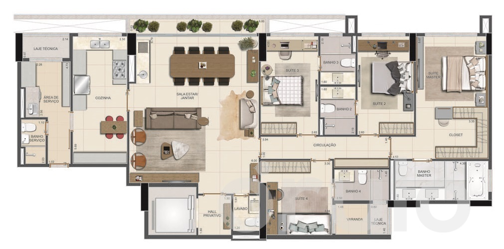 Planta 03 - 4 dorm 185m