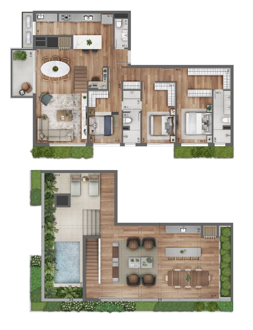 Planta 11 - 3 dorm 231 83m - cobertura duplex