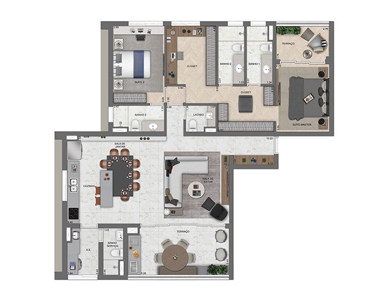 Planta 06 - 2 dorm 140 50m - opo