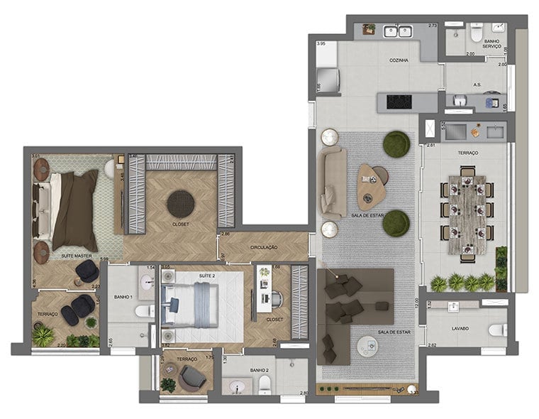 Planta 04 - 2 dorm 140 15m - opo