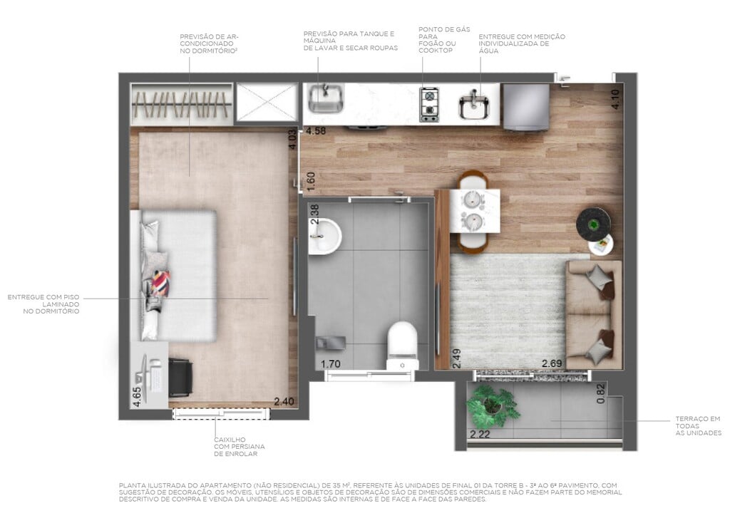 Planta 02 - 1 dorm 35m