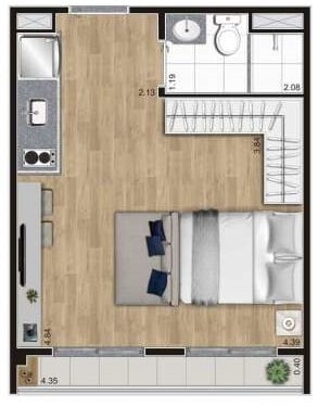 Planta 05 - 1 dorm 27 35 - studio