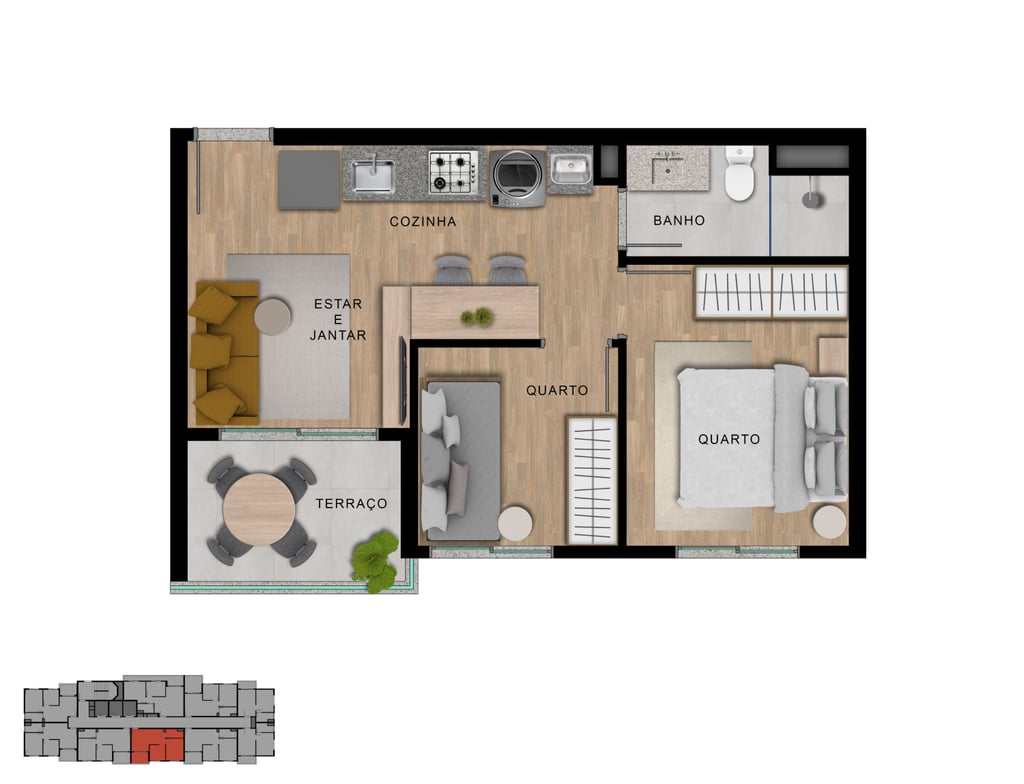 Planta 05 - 2 dorm 37,6m