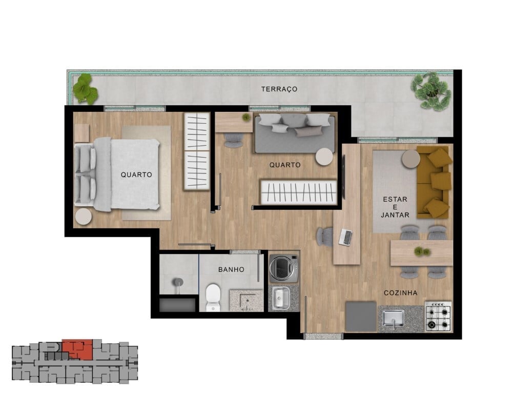 Planta 09 - 2 dorm 46,9m