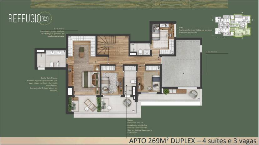 Planta 08 - 4 dorm 269m - cobertura duplex - inferior