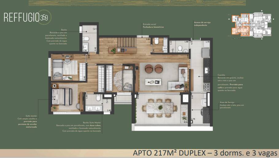 Planta 06 - 3 dorm 217m - duplex - inferior