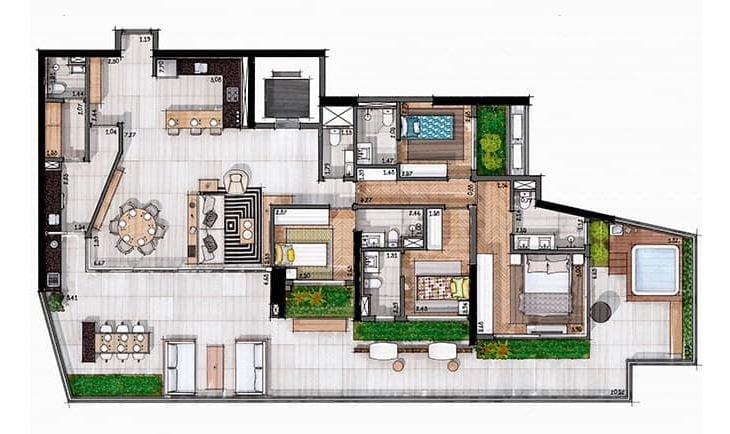 Planta 04 - 4 dorm 253m - penthouse