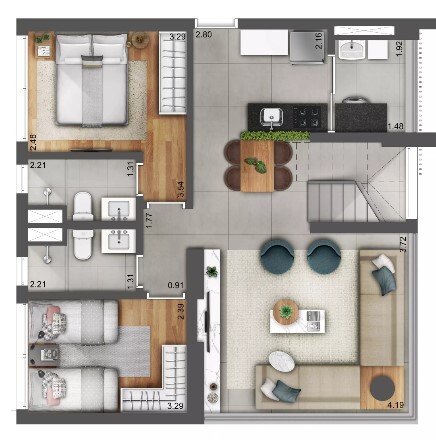 Planta 08 - 2 dorm 125m - duplex inferior - opo