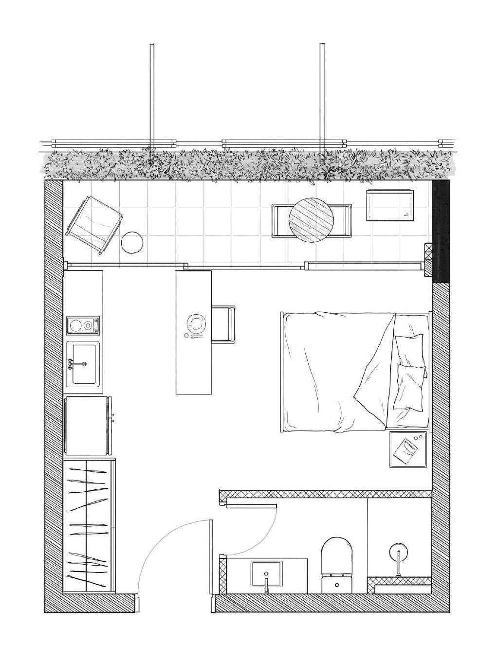 Planta 02 - 1 dorm 27 42m - studio