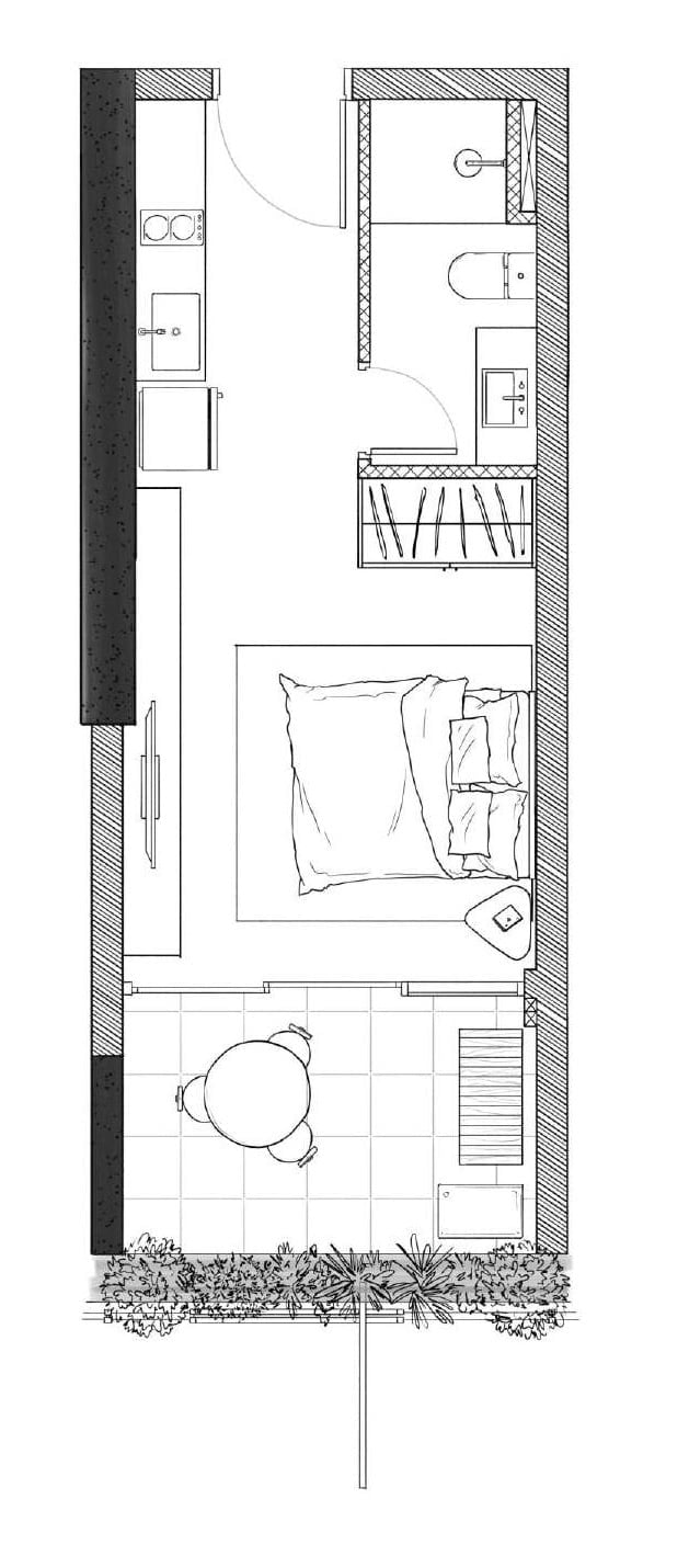 Planta 01 - 1 dorm 25 92m - studio