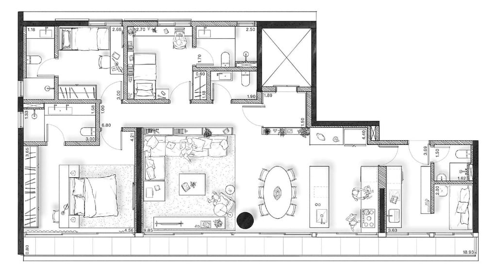 Planta 01 - 3 dorm 148 88m