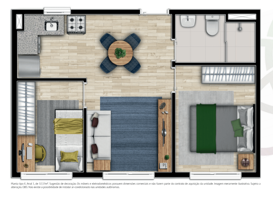 Planta 03 - 2 dorm 37m