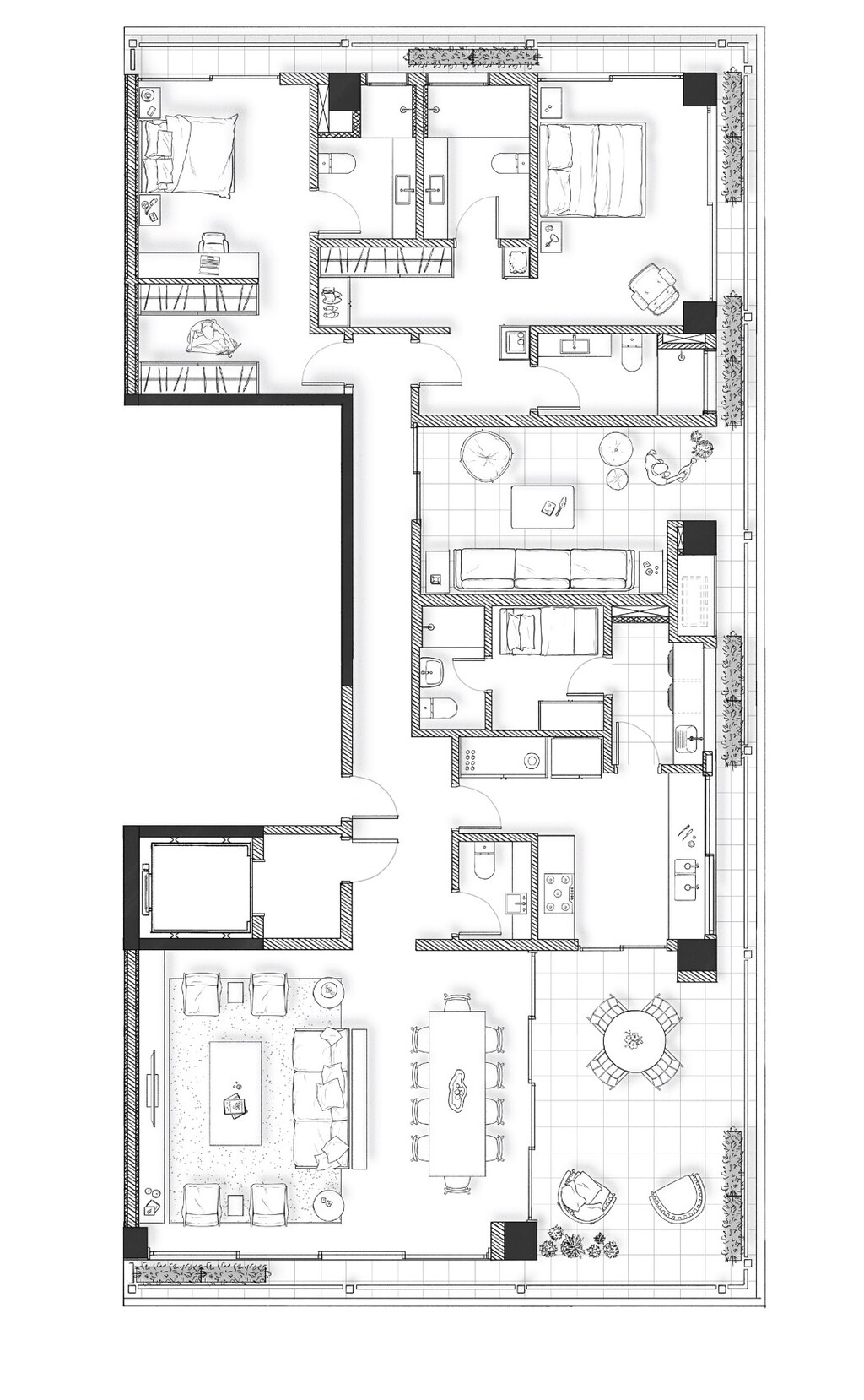 Planta 01 - 2 dorm 250m