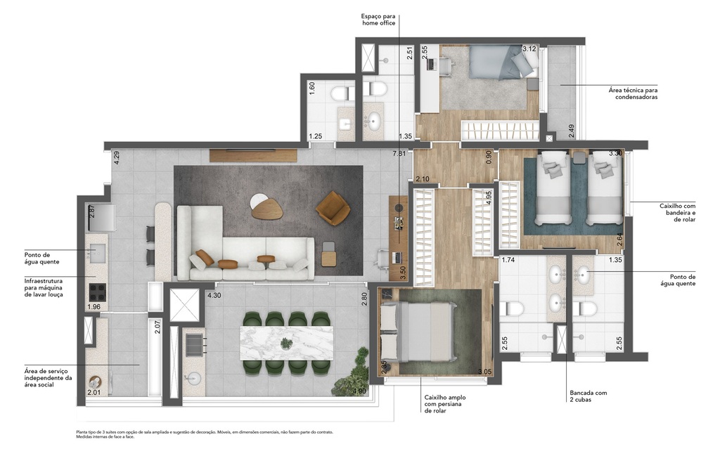 Planta 02 - 3 dorm 112m - opo