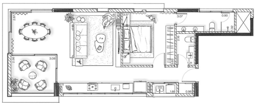 Planta 02 - 1 dorm 84m