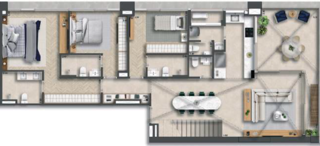 Planta 17 -  4 dorm 340m - duplex inferior