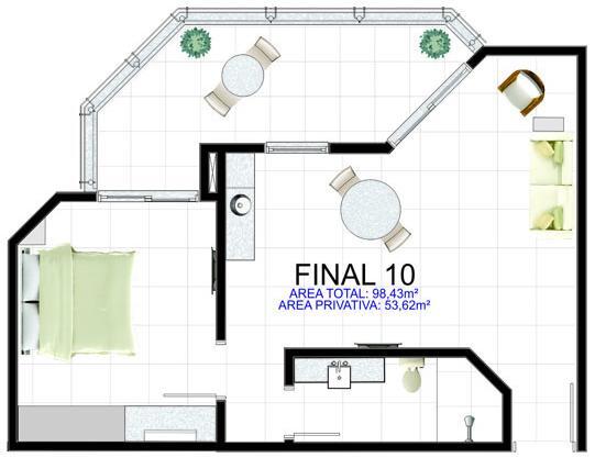 Planta 03 - 1 dorm 53,62m