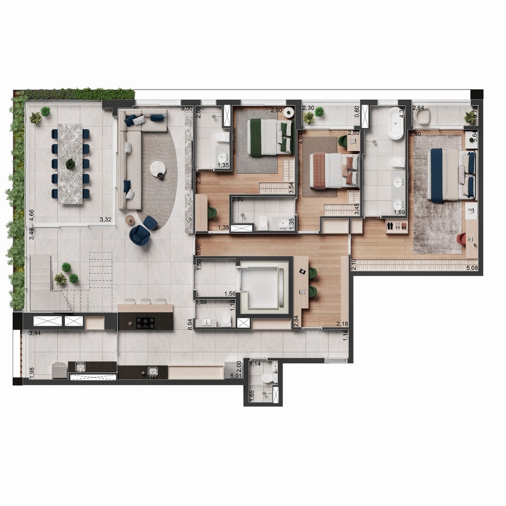 Planta 10 - 4 dorm 348m - cobertura duplex - inferior