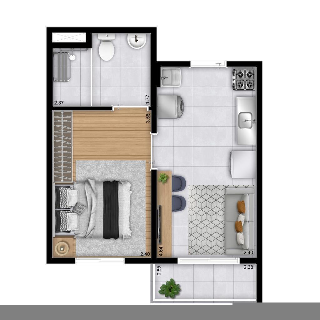 Planta 04 - 1 dorm 30,09m