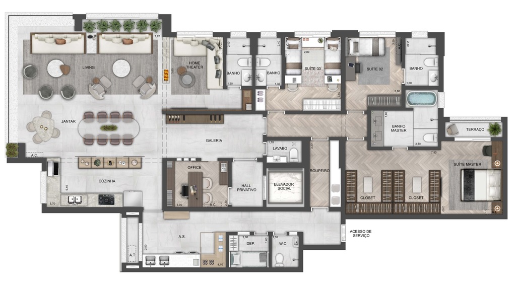 Planta 04 - 3 dorm 238m - opo