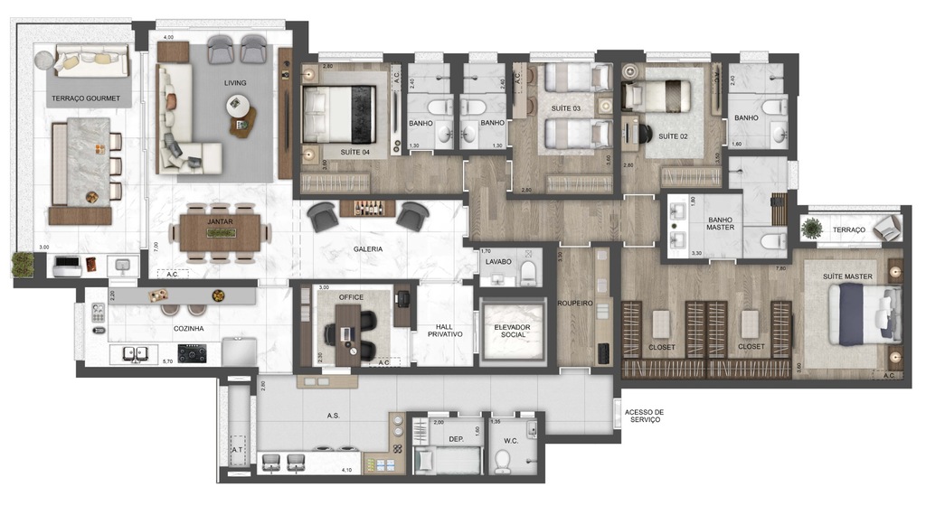 Planta 03 - 4 dorm 238m