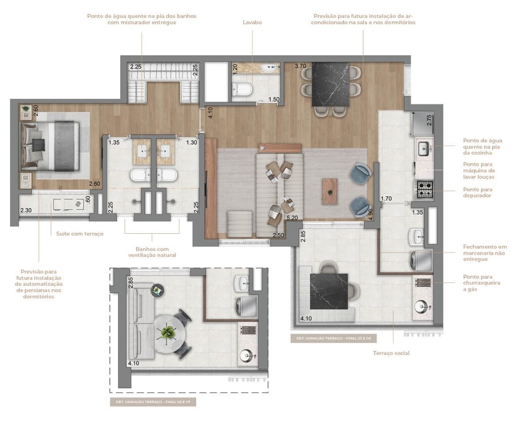 Planta 02 - 1 dorm 77m - opo