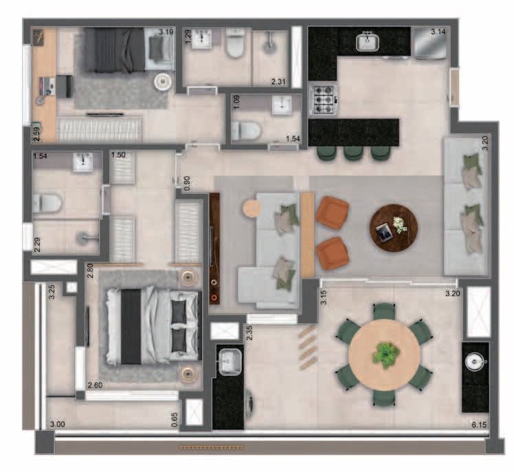 Planta 07 - 2 dorm 93,68m - opo